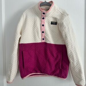 L.L. Bean Quilted Snap Pullover in Cream & Soft Pink